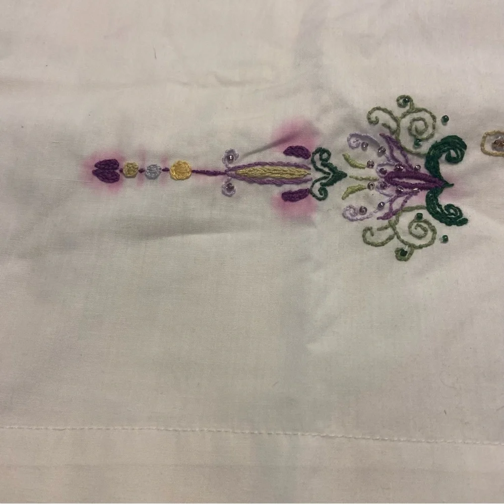 White Embroidered Tablecloth with Cross Design